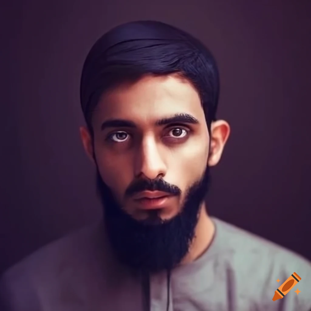 A beautiful and innocent muslim man looking front