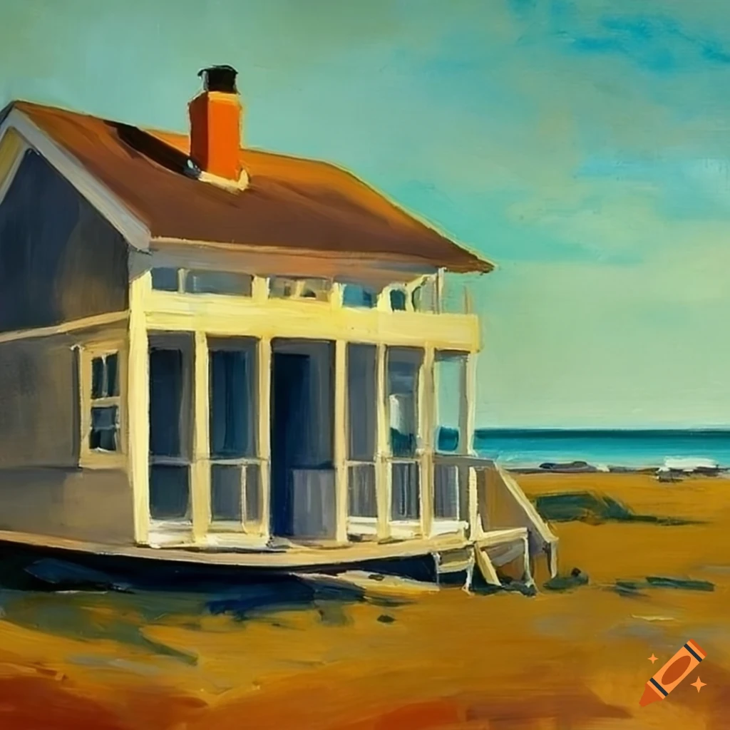 Beach house in the style of edward hopper