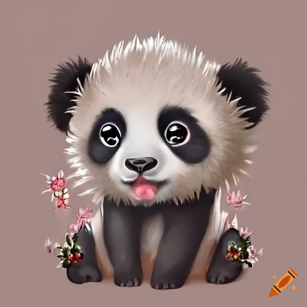 Dreamy Larme Kei Panda Drawing on White Background | MUSE AI