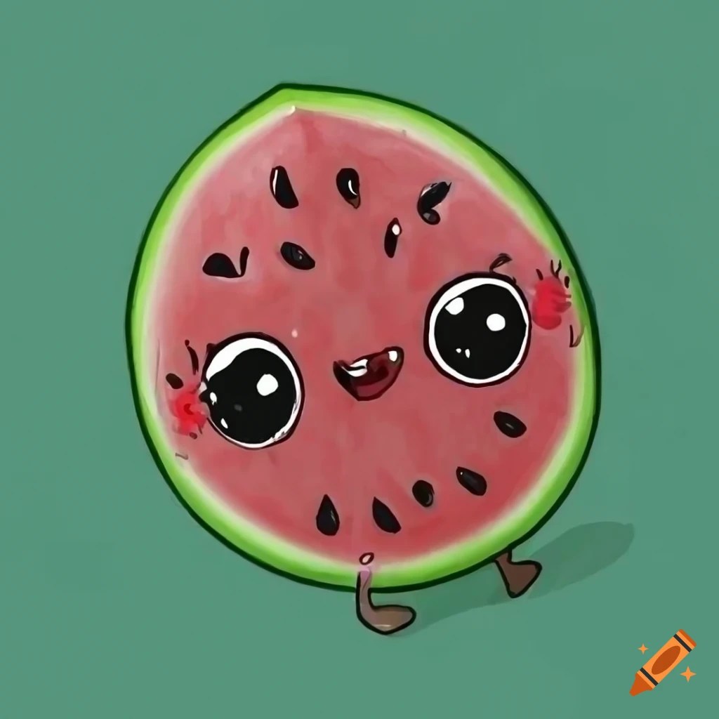 Cartoon,kawaii face ,watermelon slice, illustration drawing.Pattern,  background Stock Photo - Alamy