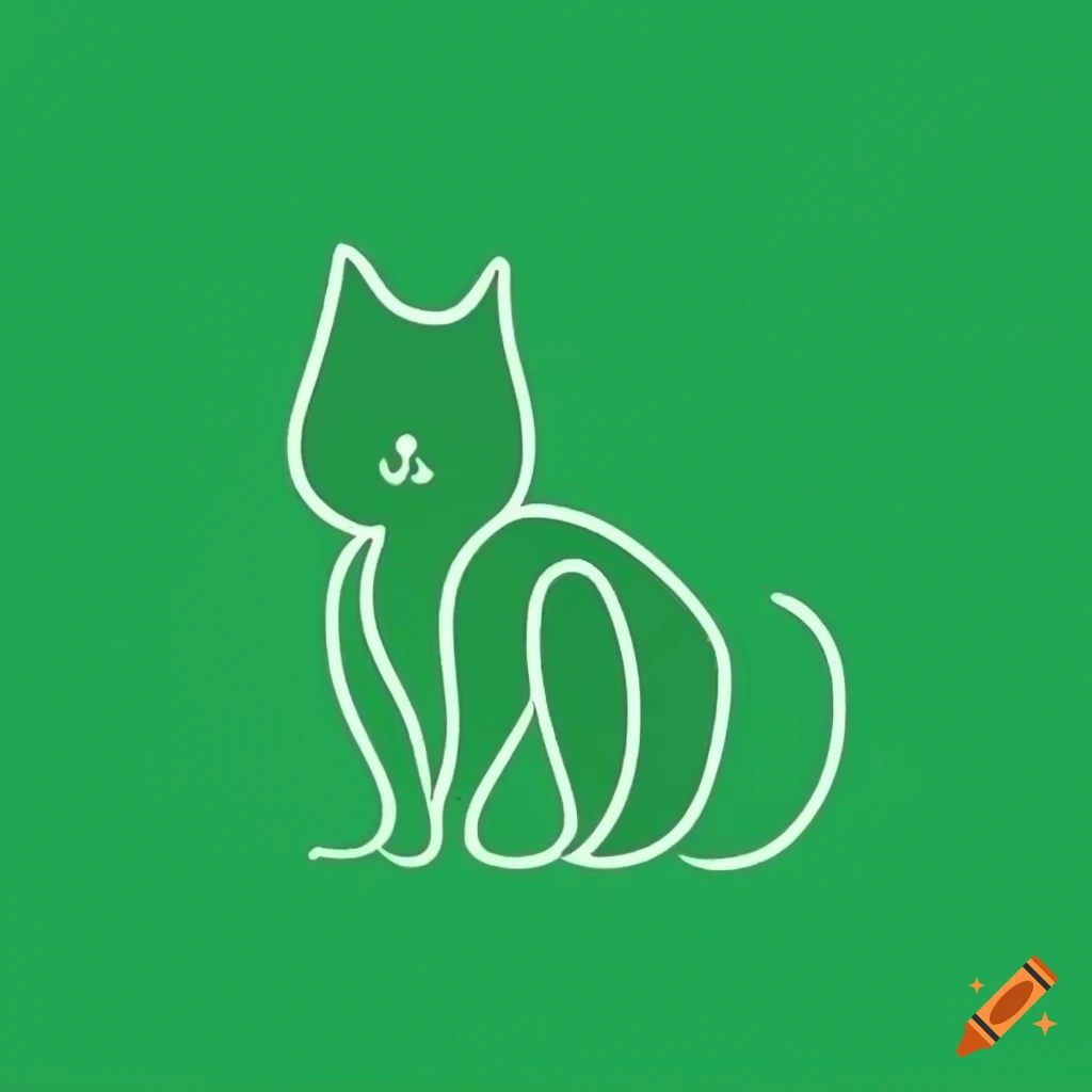 A minimalist logo of a cat's silhouette in green