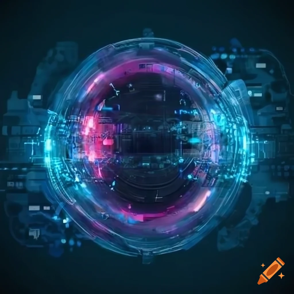 Futuristic looking electronic circuity with information flowing through ...