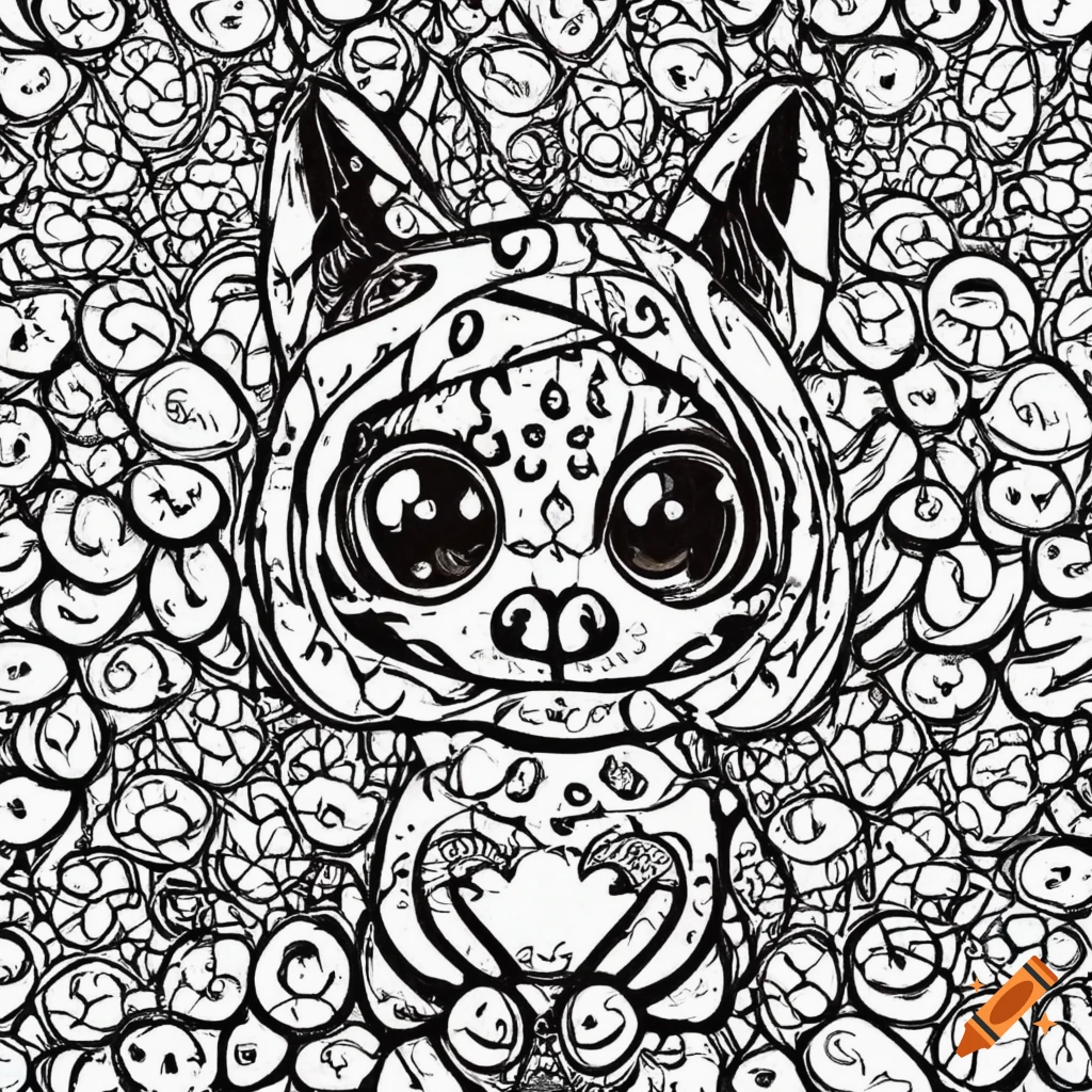A cute black and white pattern for kawaii coloring enthusiasts on Craiyon