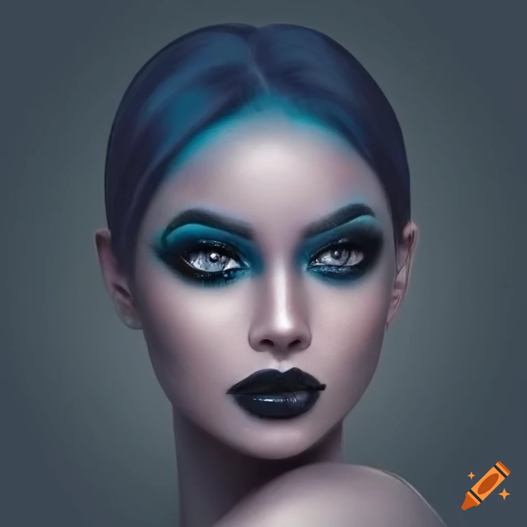 Woman S Face Dark Bold Makeup Rounded