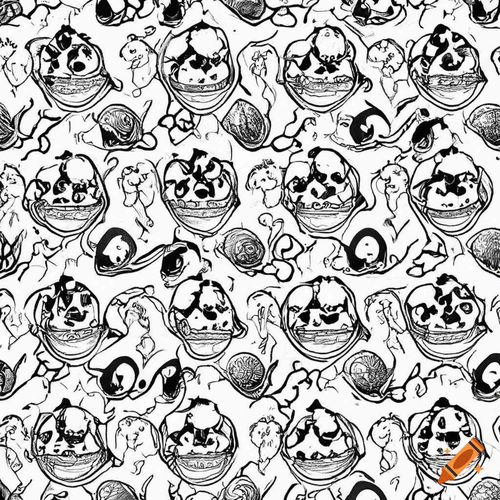 A cute black and white pattern for kawaii coloring enthusiasts