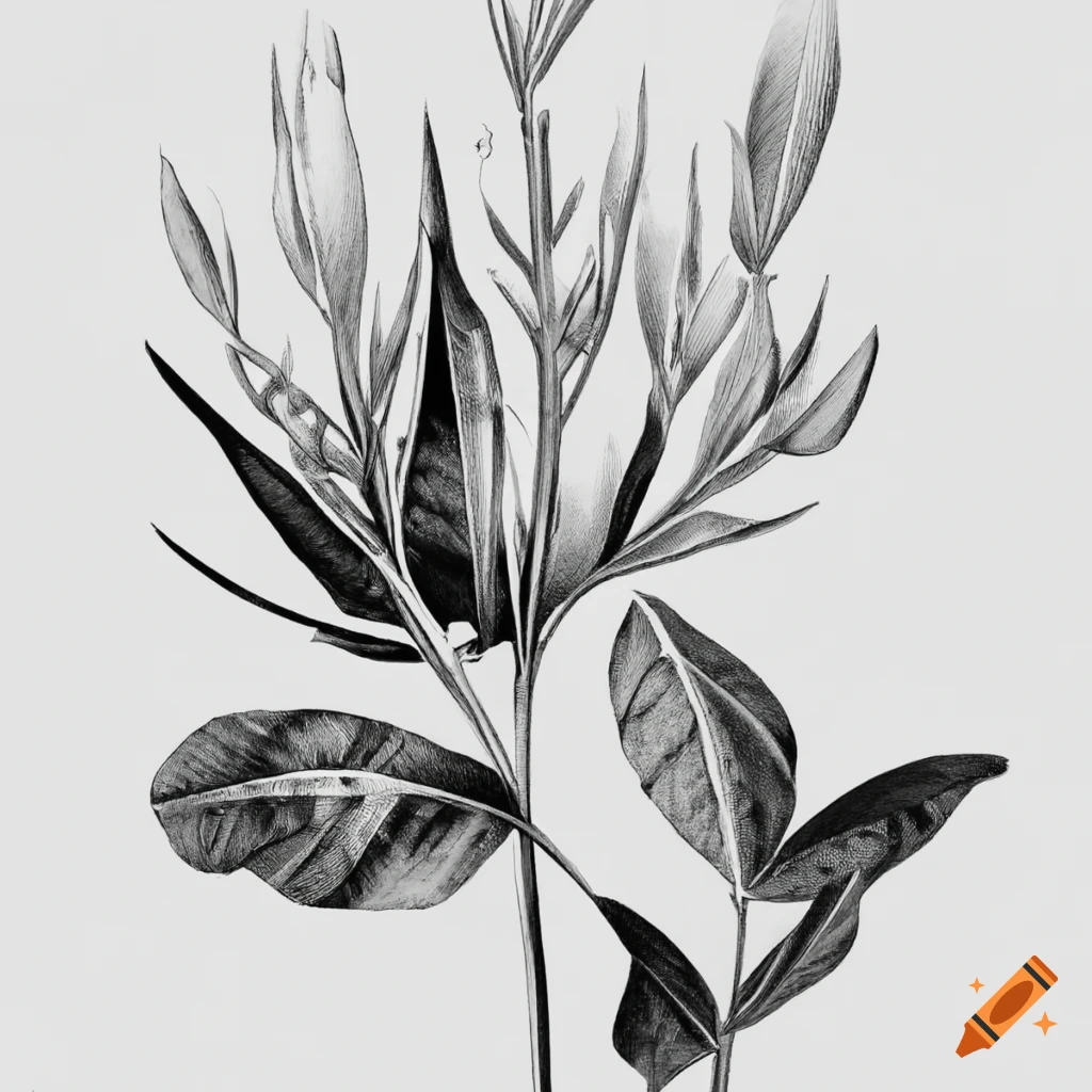 Botanic illustration black and white on Craiyon