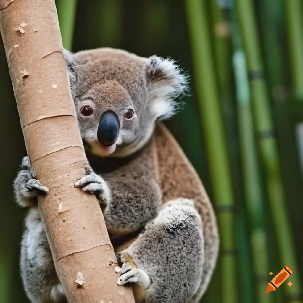 Velvet koala in bamboo forest on Craiyon