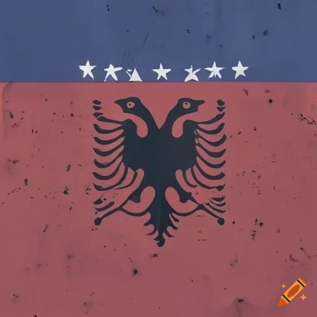 A mix of albania and kosovo flag on Craiyon
