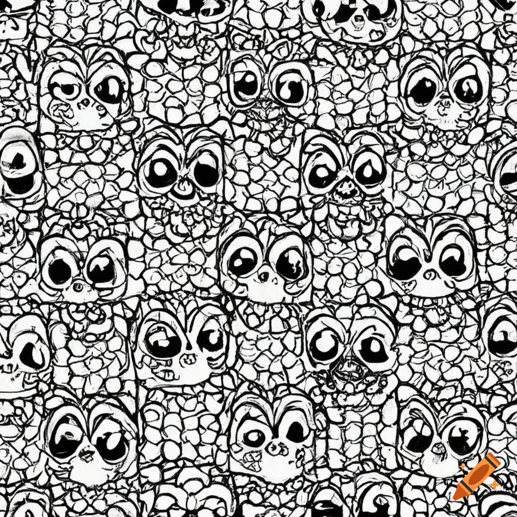 A cute black and white pattern for kawaii coloring enthusiasts on Craiyon
