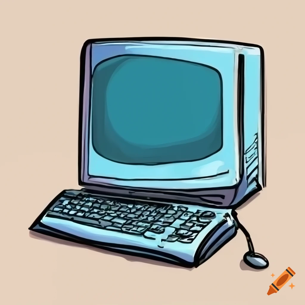 Old Computer Monitor Black Outline Silhouette in Hand Drawing Sketch Style  Vector 18975697 Vector Art at Vecteezy