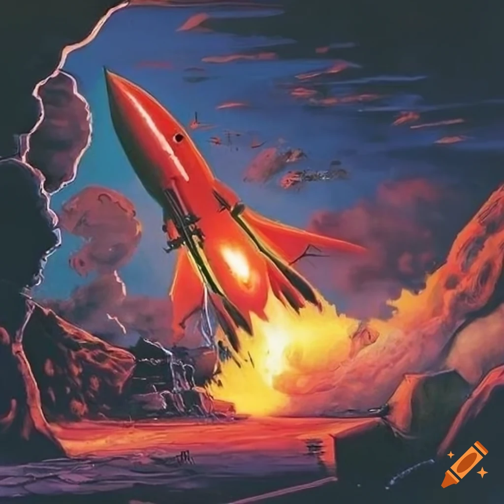 red missile attack sci-fi art