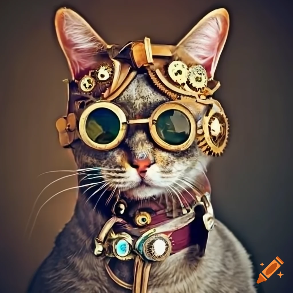Gatto Cat Steampunk Goggles with Dark Lens Copper