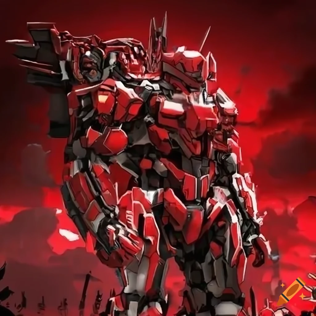 Cool red mecha full view on Craiyon