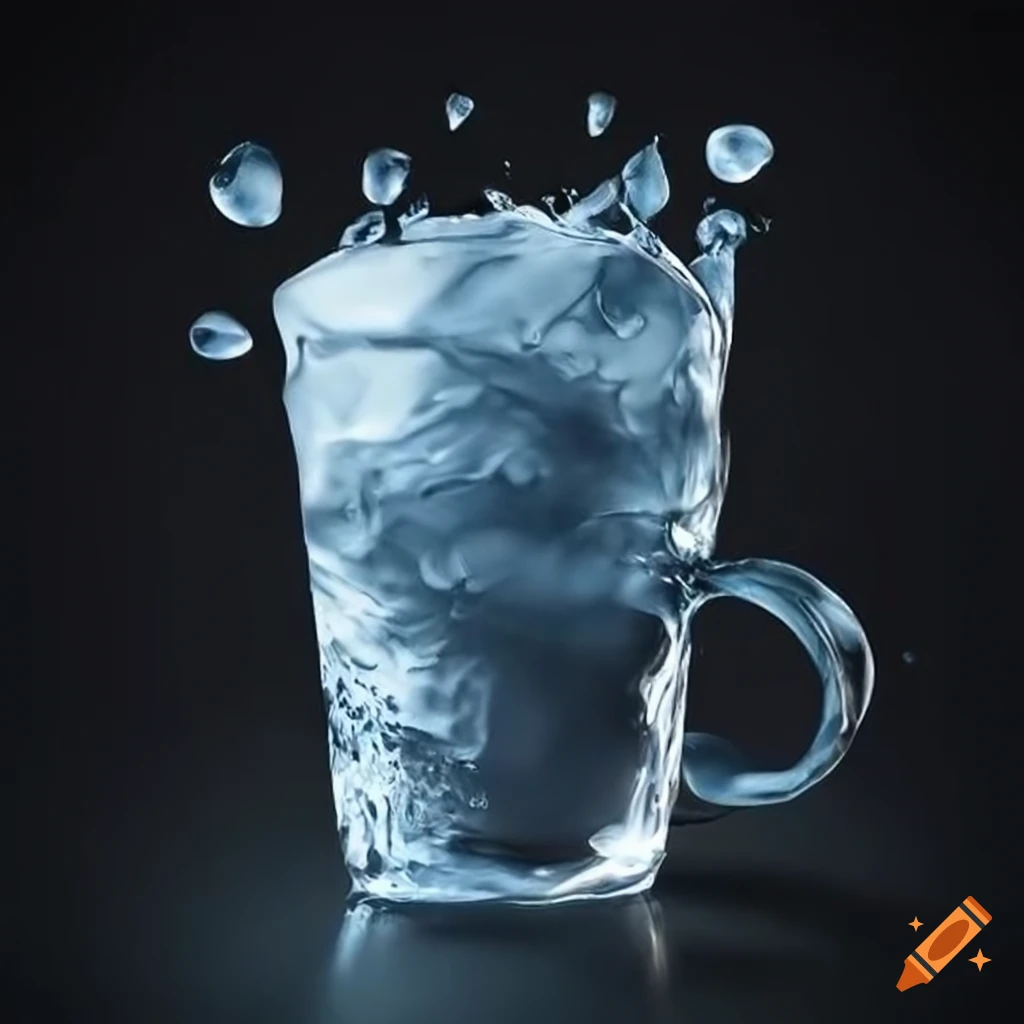 Water-ice-in-cup color full-size hyper-realistic