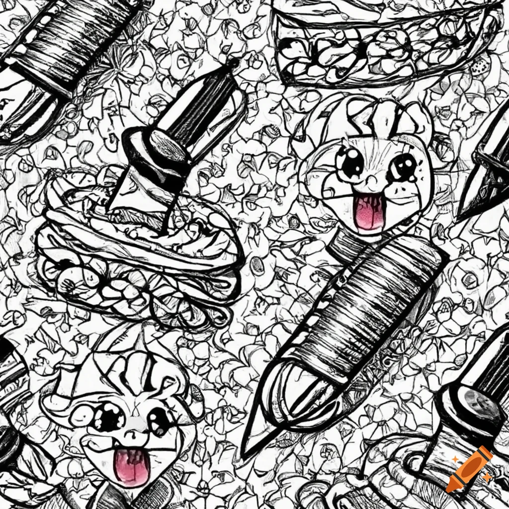 A cute black and white pattern for kawaii coloring enthusiasts on Craiyon