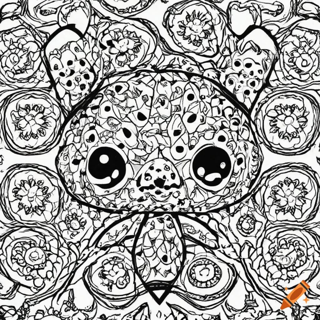 A cute black and white pattern for kawaii coloring enthusiasts