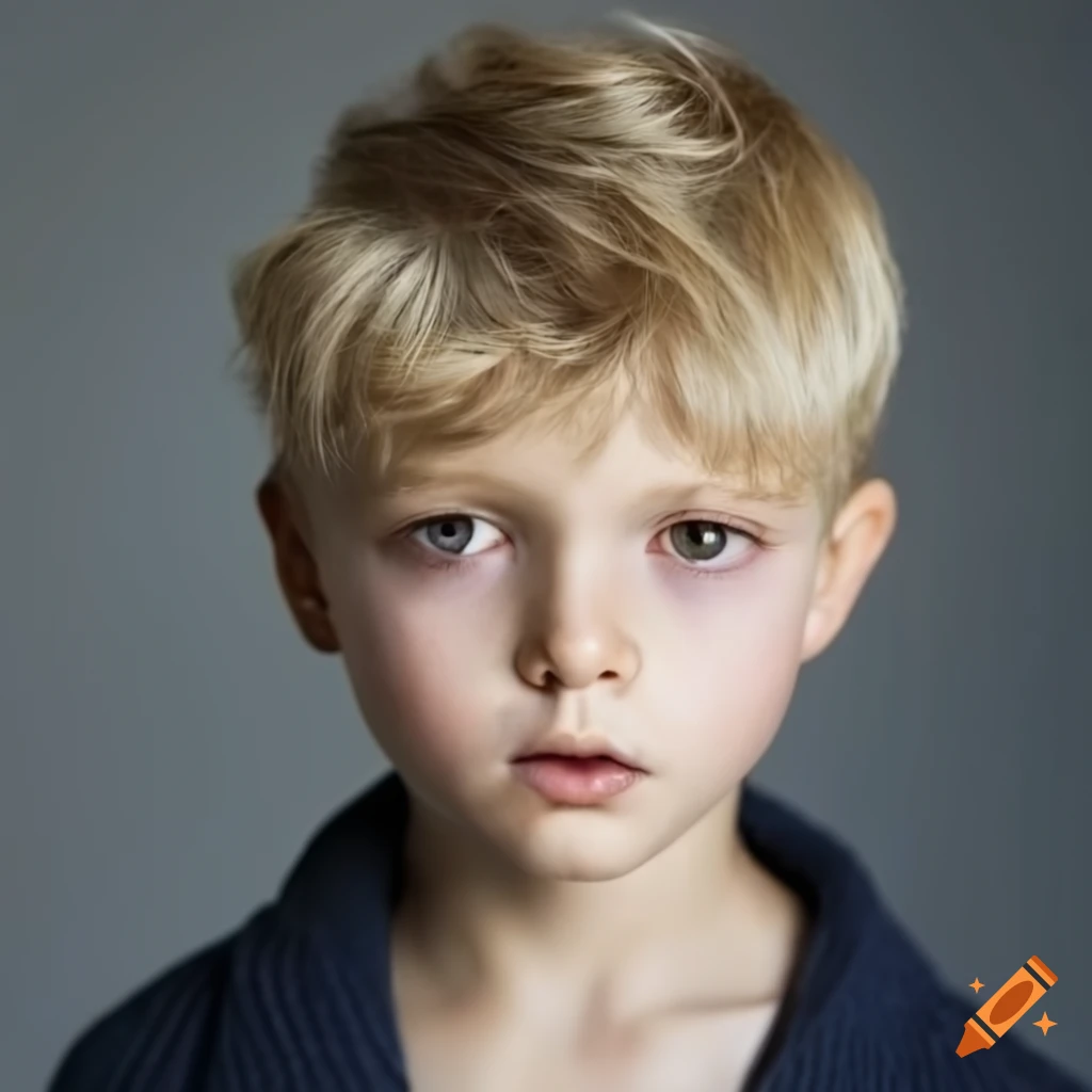 A male child's face with brown eyes and blonde hair