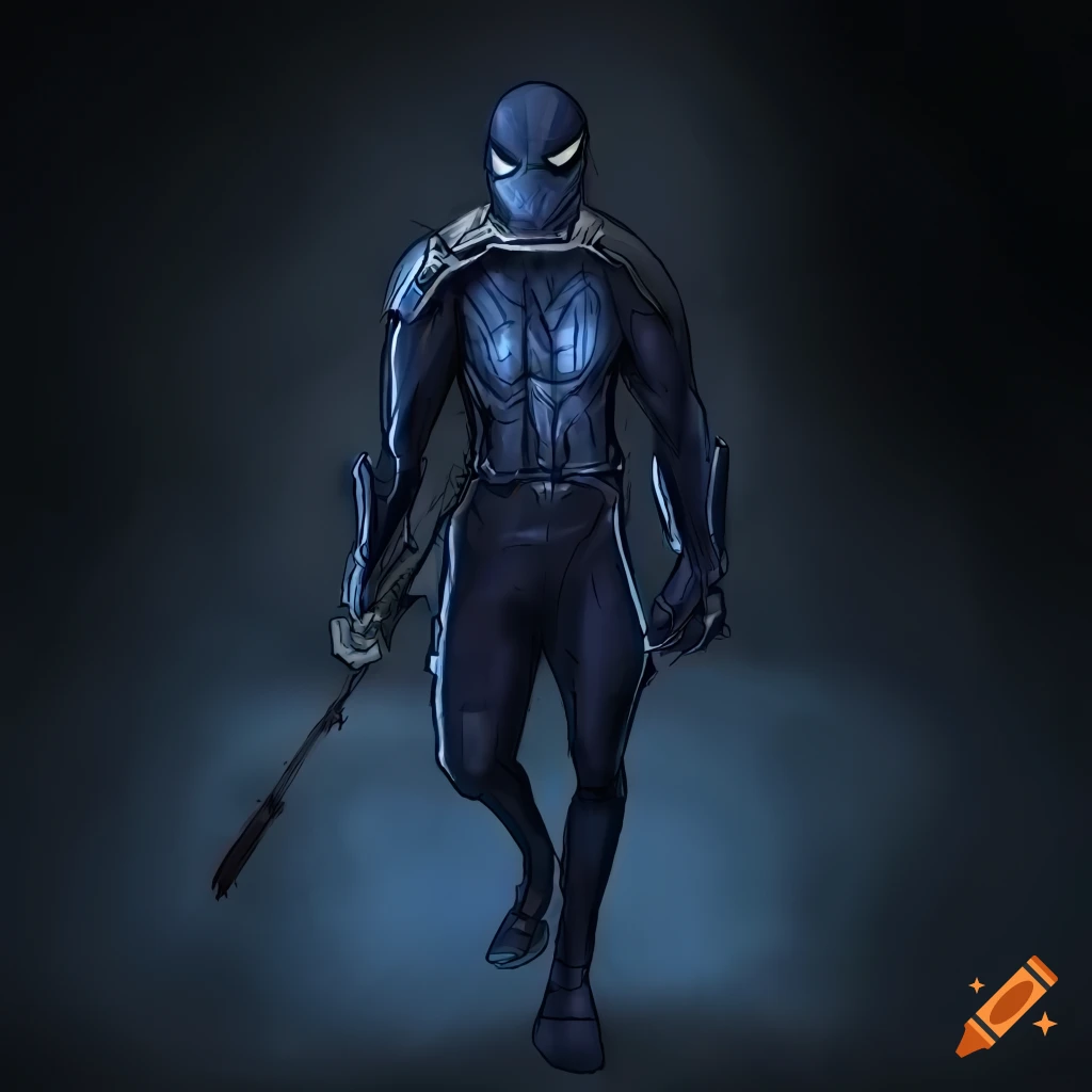 Spidersona oc ninjaspider, spiderman with a ninja armor hoodied suit