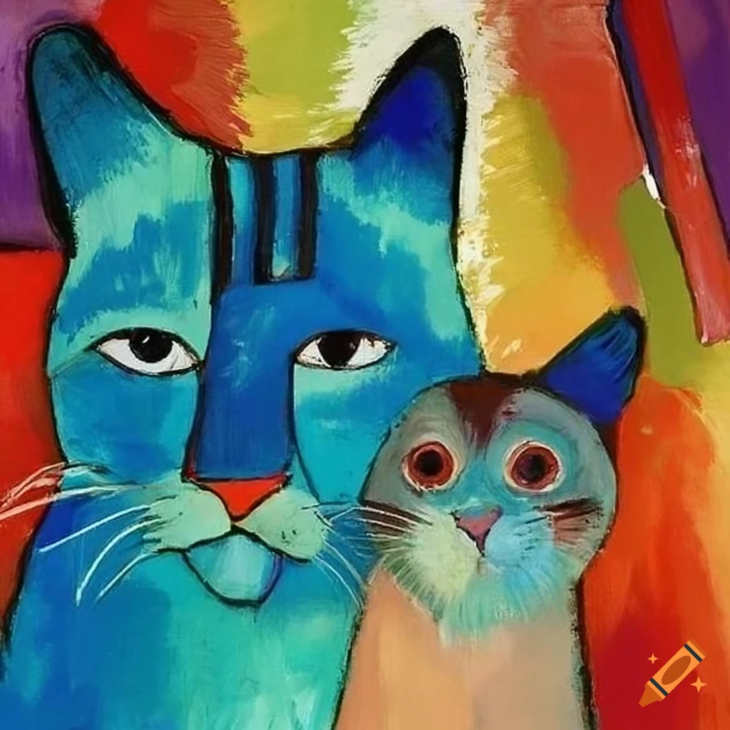 Blue cats, abstract painting by august macke on Craiyon