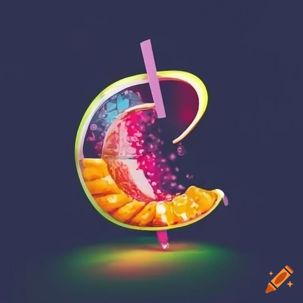 Logo "abc" сompany in the fruit juice on Craiyon