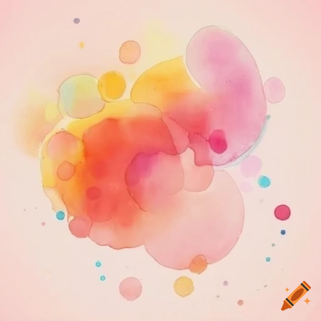 Watercolor bubbles connected with lines