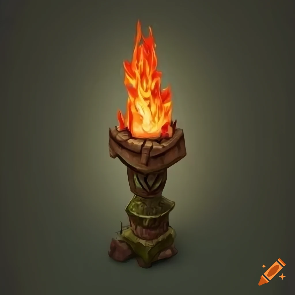 Forest Tiki Torch From Above Perspective For Top down Fantasy Rpg Game Forest tiki torch from above perspective for top down fantasy rpg game
