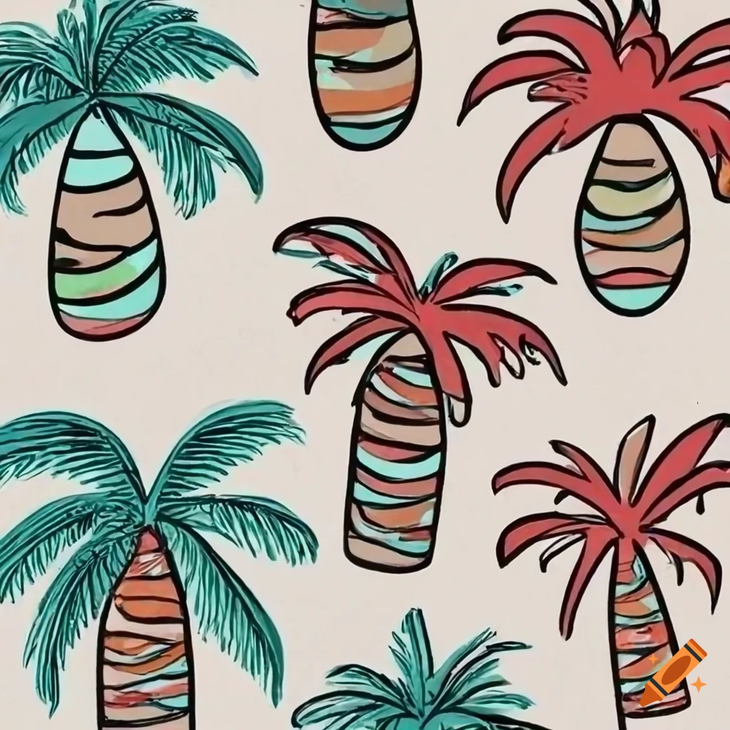 Doodle palm trees