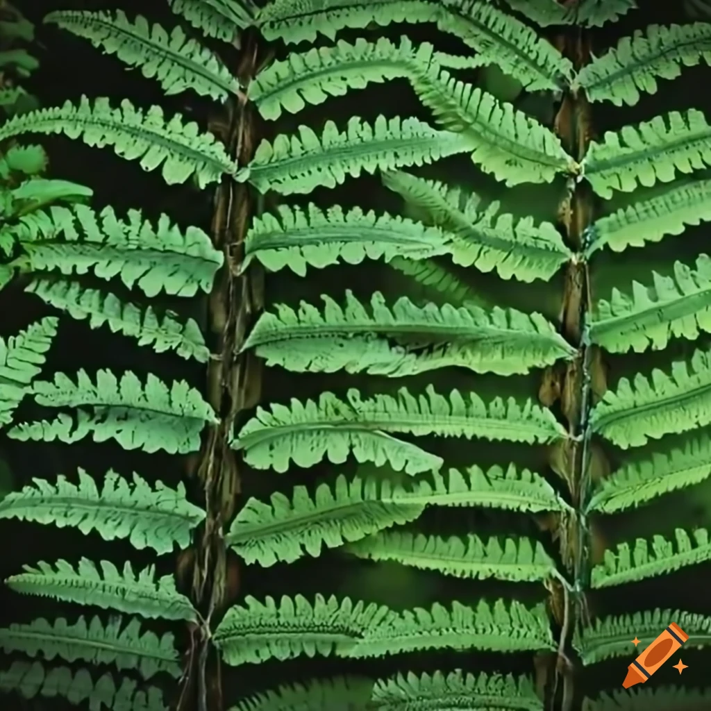 Create a 6-meter wall with ferns coming out of it on Craiyon
