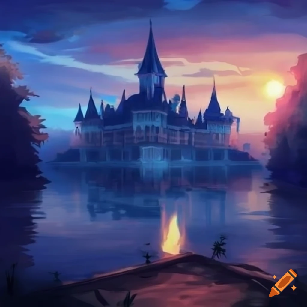 Anime Landscape: Anime Beautiful Big Palace Room Background