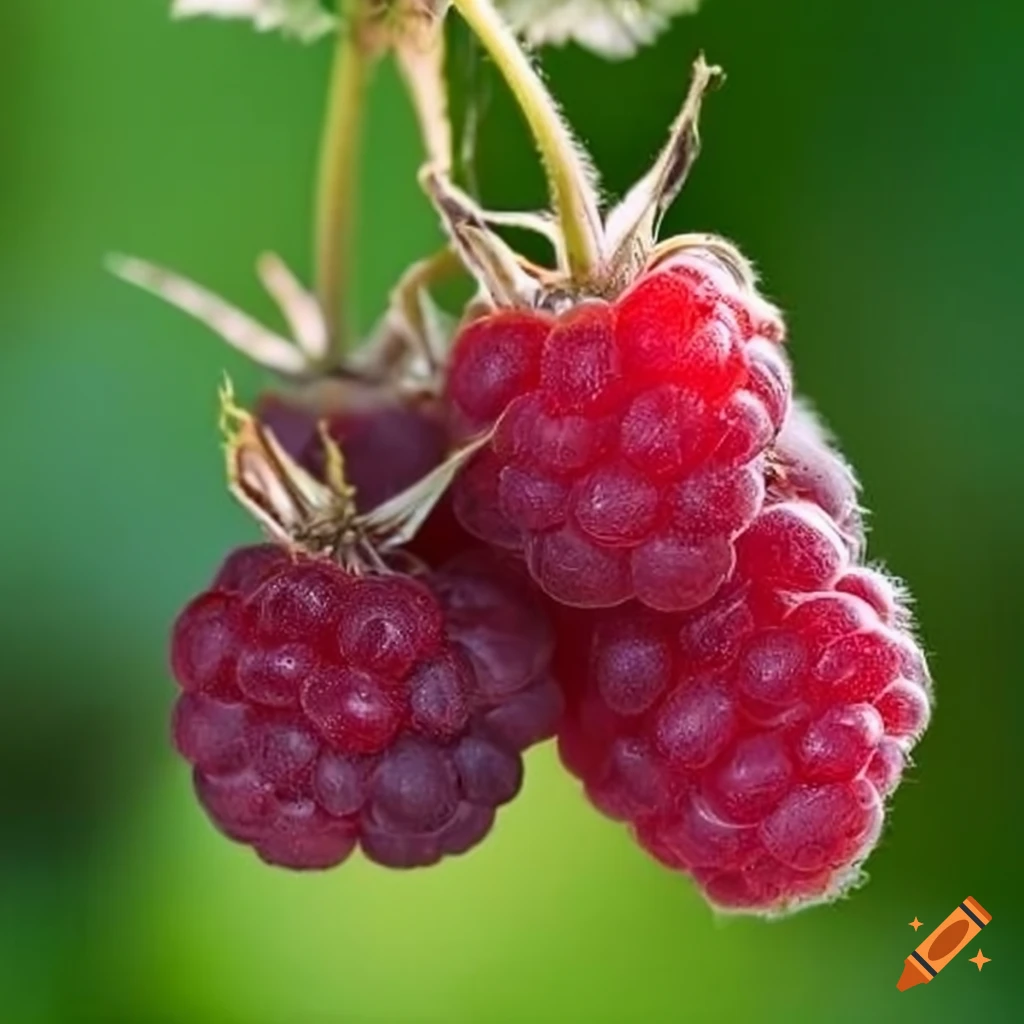 Wild raspberries on the vine on Craiyon