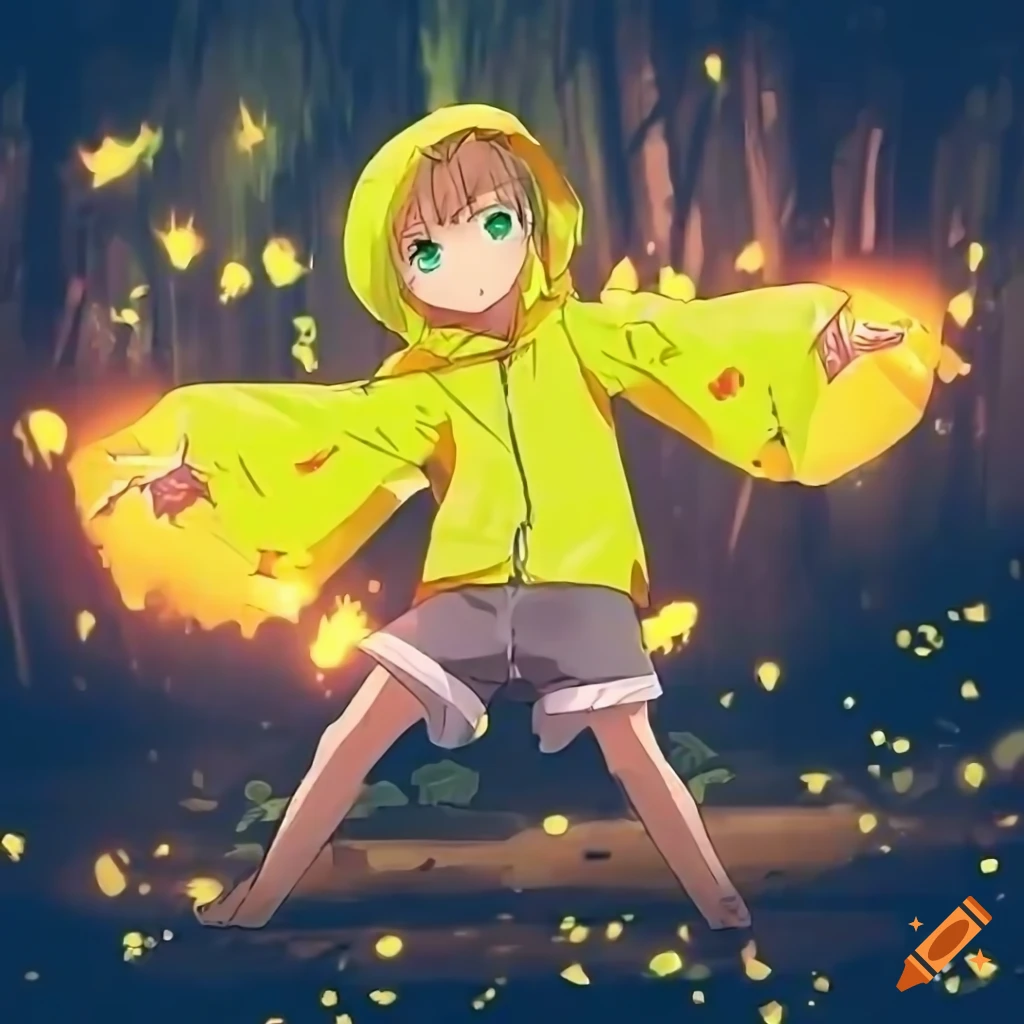 Cute Anime Girl in Yellow Raincoat Sticker - Transparent Sticker