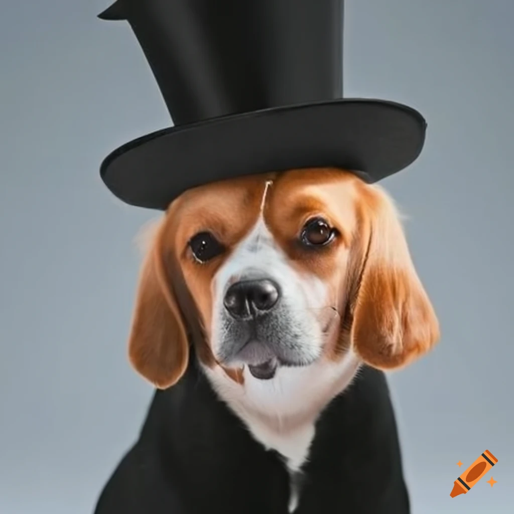 Dog with a fancy top hat