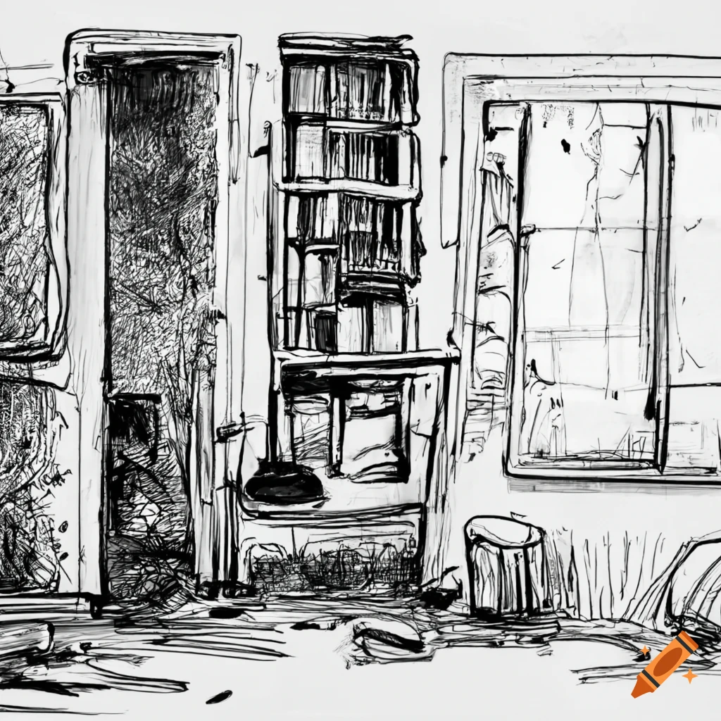 Old apartment house, sketch for your design - Stock Illustration [45124444]  - PIXTA