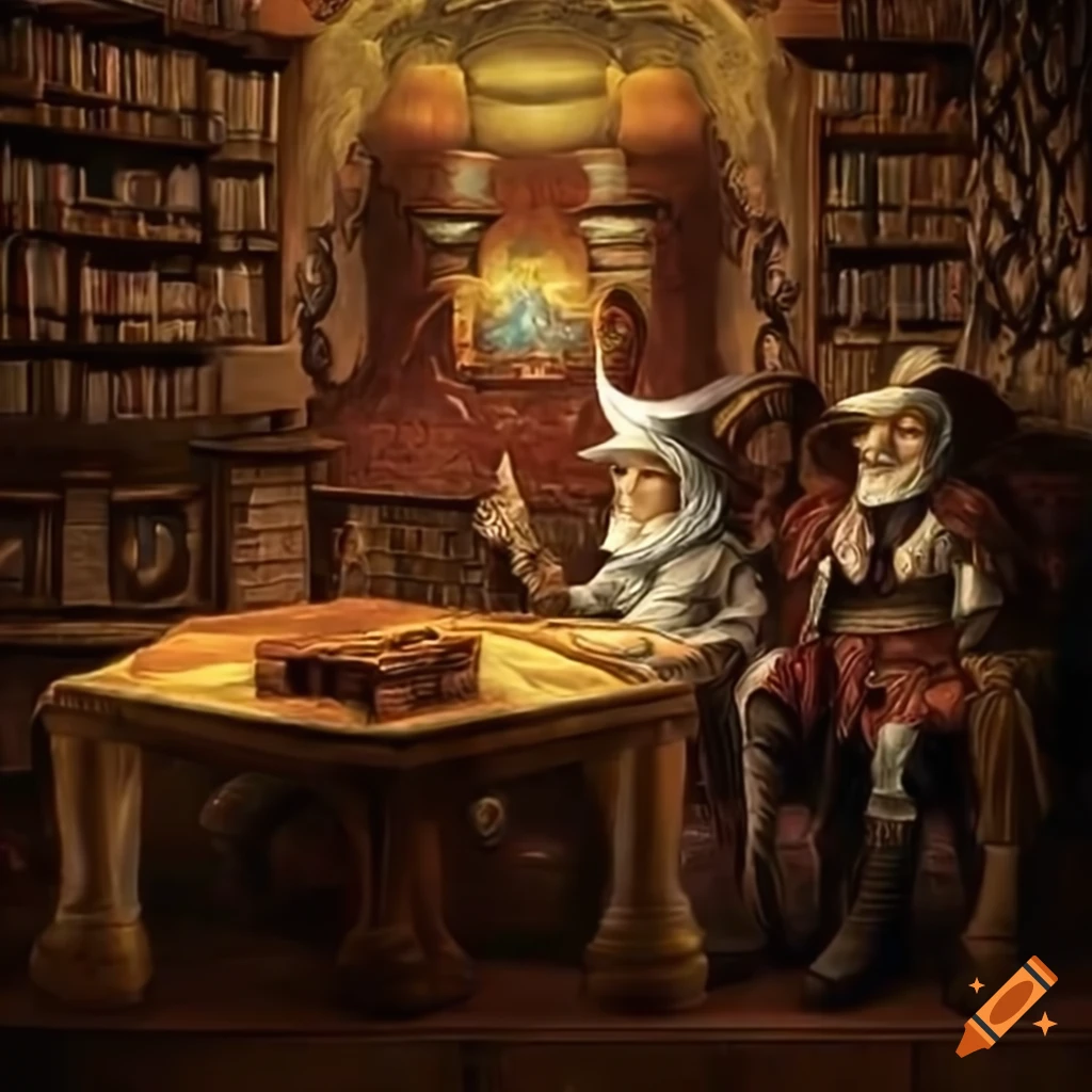 Group of wizards in a magical library on Craiyon