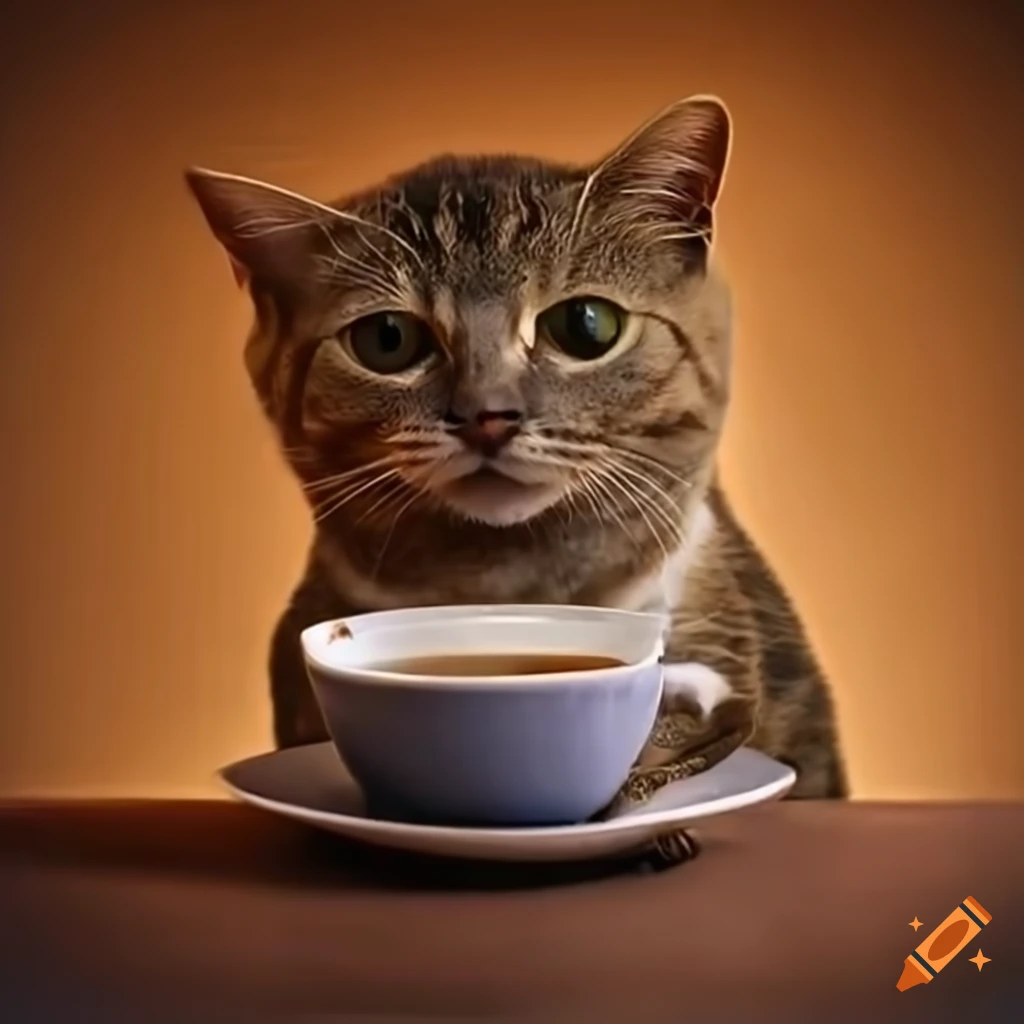 A cat drinking turkish coffee