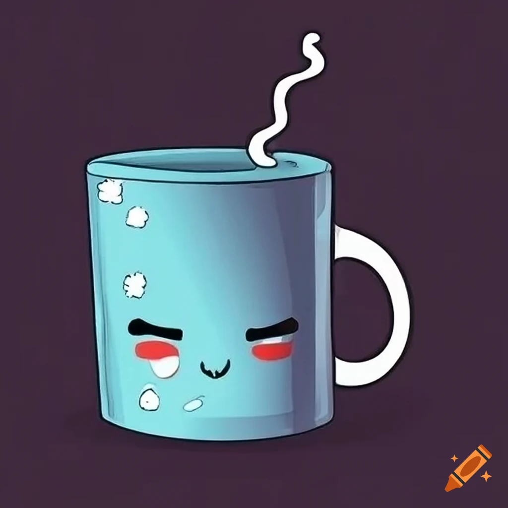 Cute Ice Coffee With Hot Coffee Cartoon - Cute Ice Coffee With Hot Coffee  Cartoon - Mug