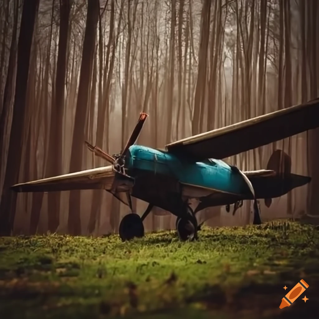 vintage plane in the forest