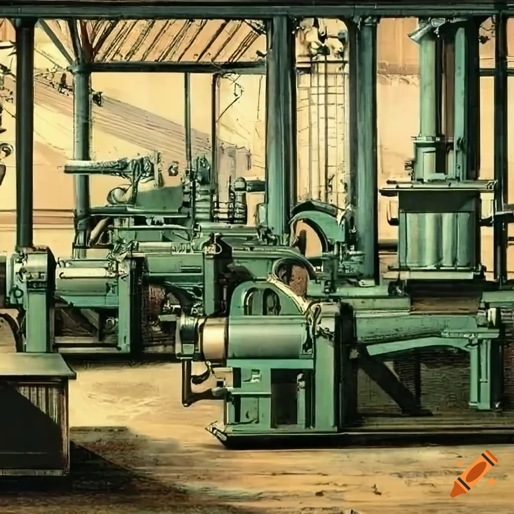 Machine parts factory in 19th century on Craiyon