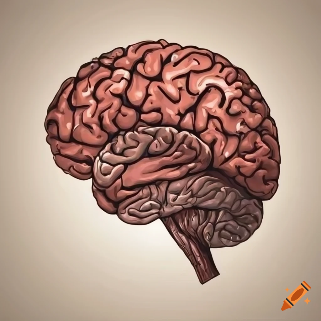 Colored brain vector drawing illustration side view comic style on black  background 11708766 Vector Art at Vecteezy