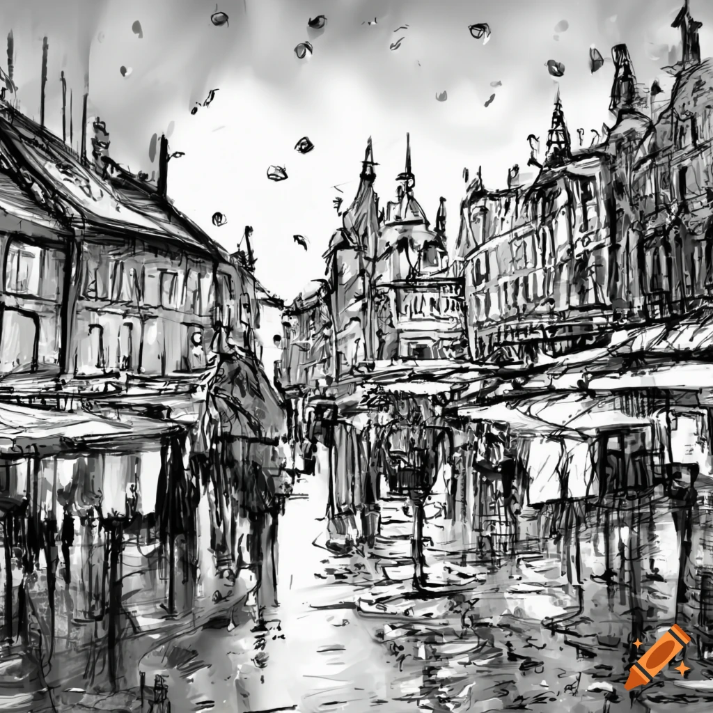 Marketplace Scene Ink Drawing ACEO by OneUrbanTribe on DeviantArt