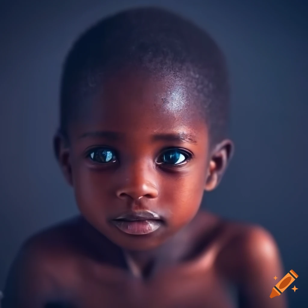 Close-up portrait photograph of an african child, night photograph ...