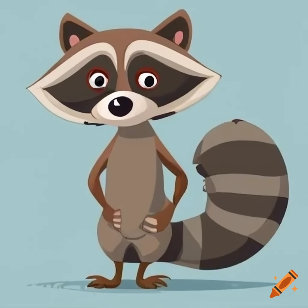 Cartoon raccoon with a tape recorder