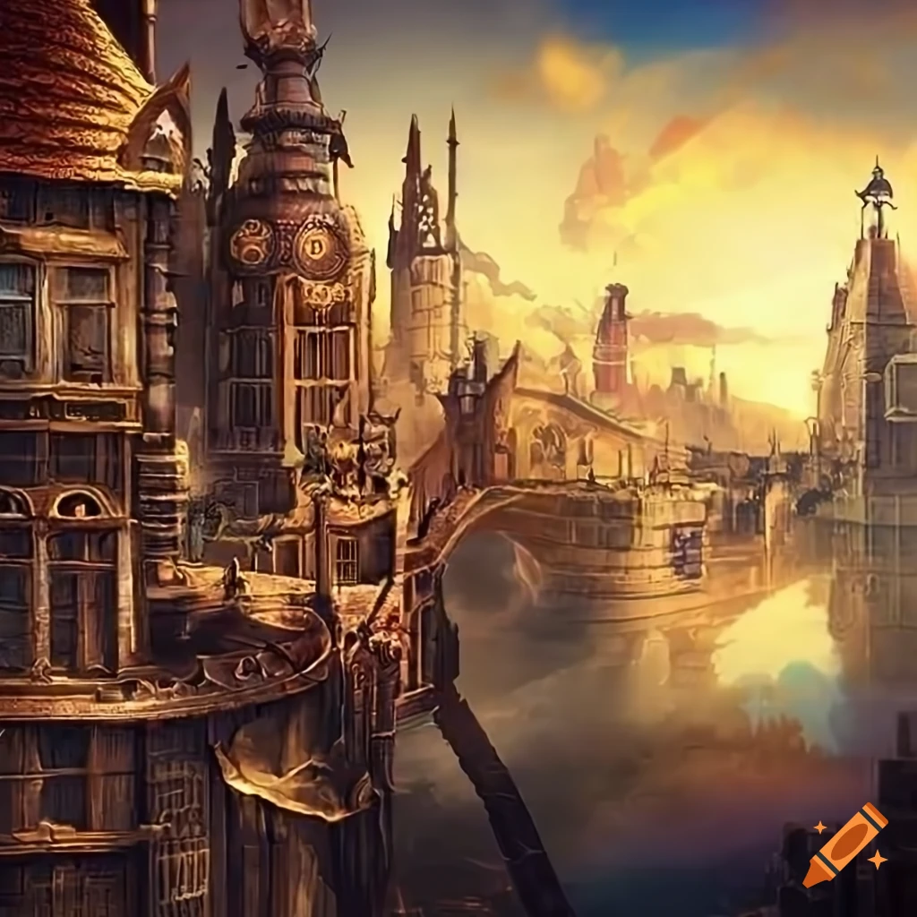 Dragon steampunk city on Craiyon