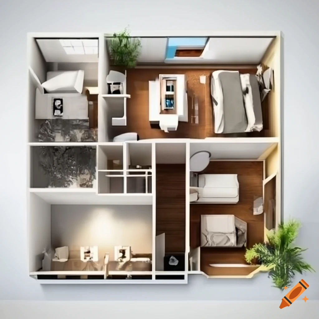 Floor Plan For A Modern House With 3