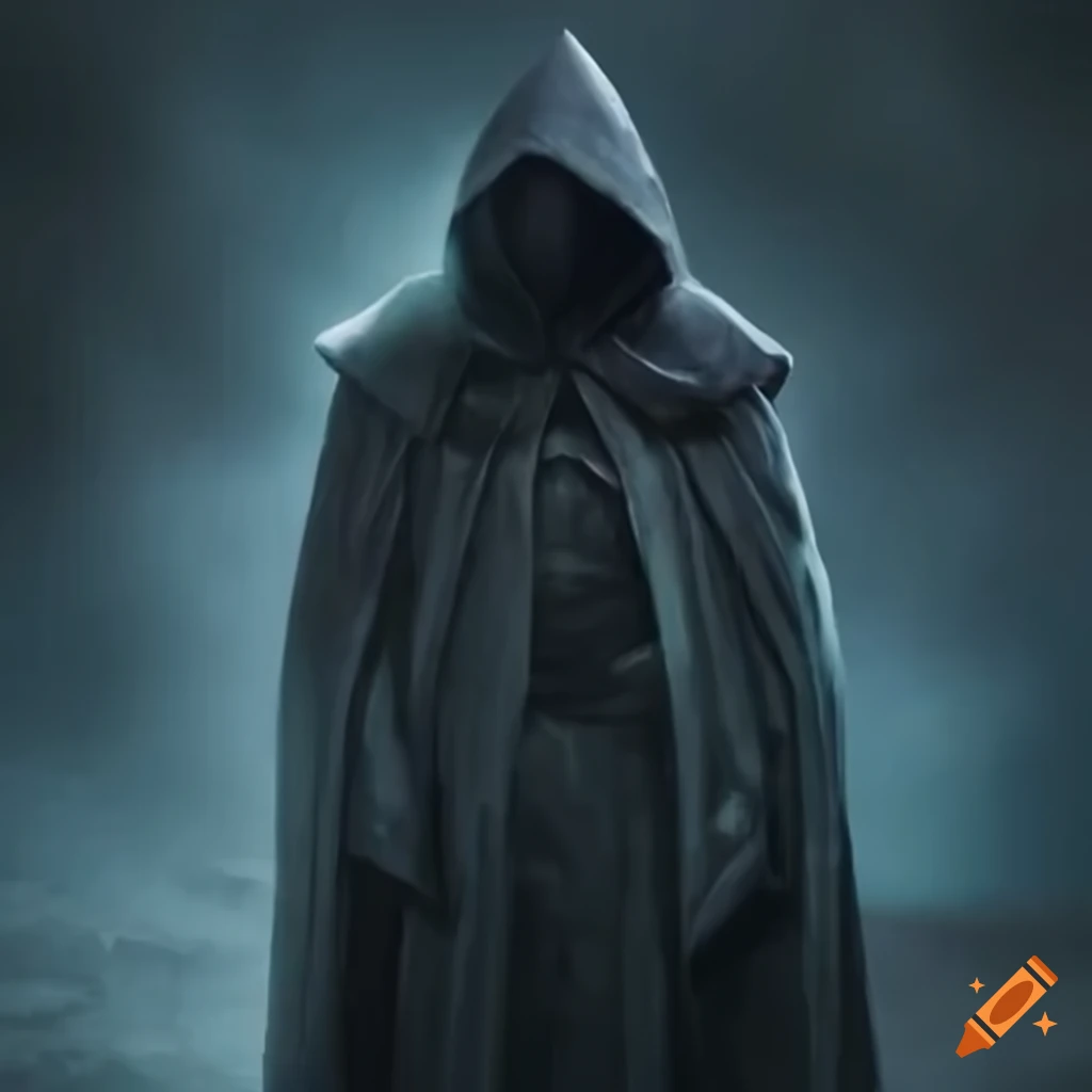 A mysterious figure in a dark cloak d&d 5e pathfinder on Craiyon