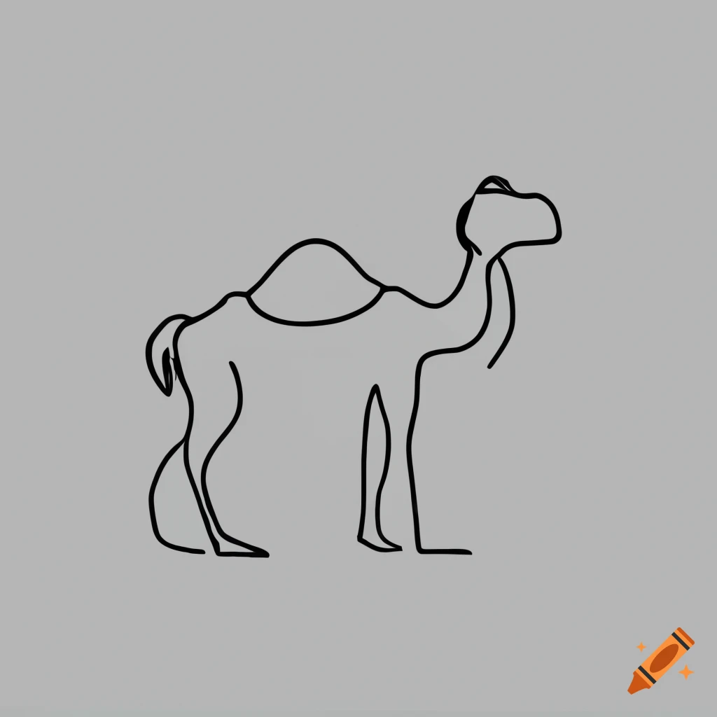 Minimalism line art of a camel in the style of ideogram