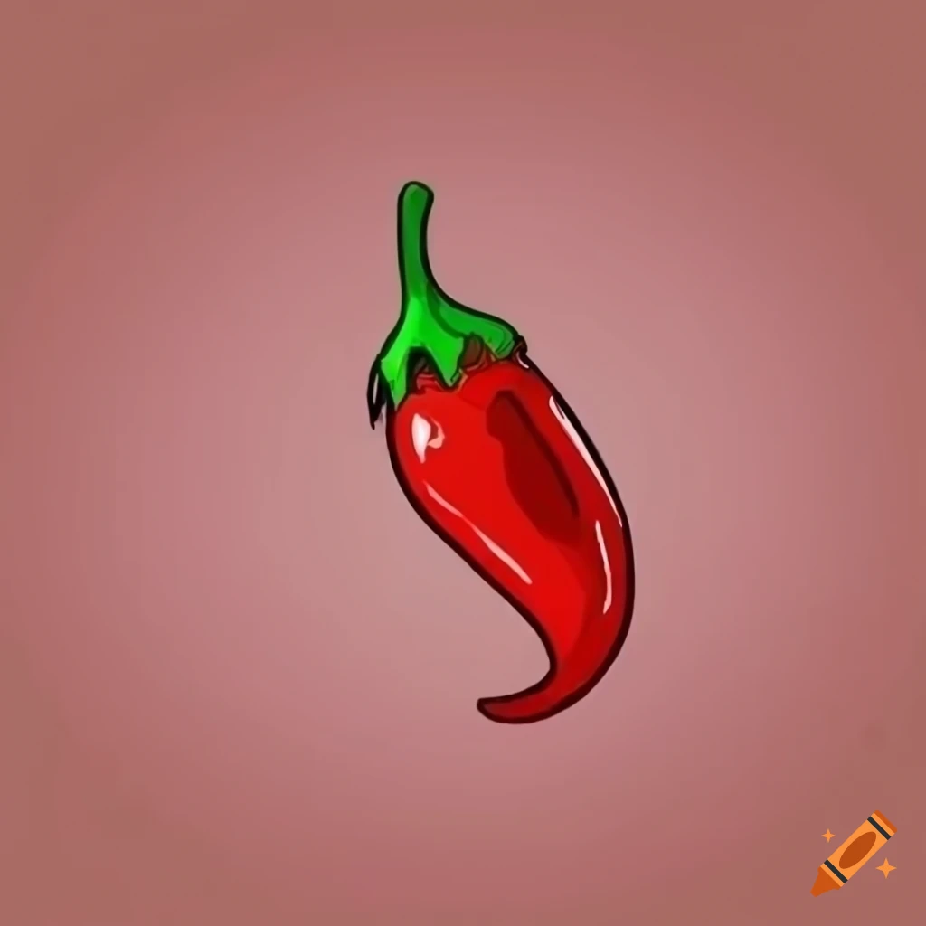 Premium Vector | A drawing of a chili pepper with a red and green pepper on  it.