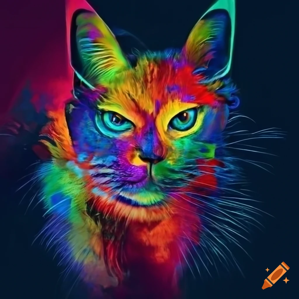 Abstract cat with multi colours