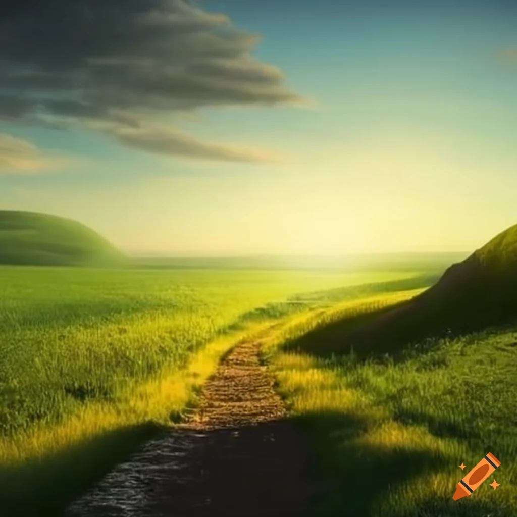 Landscape with a path leading into the horizon on Craiyon