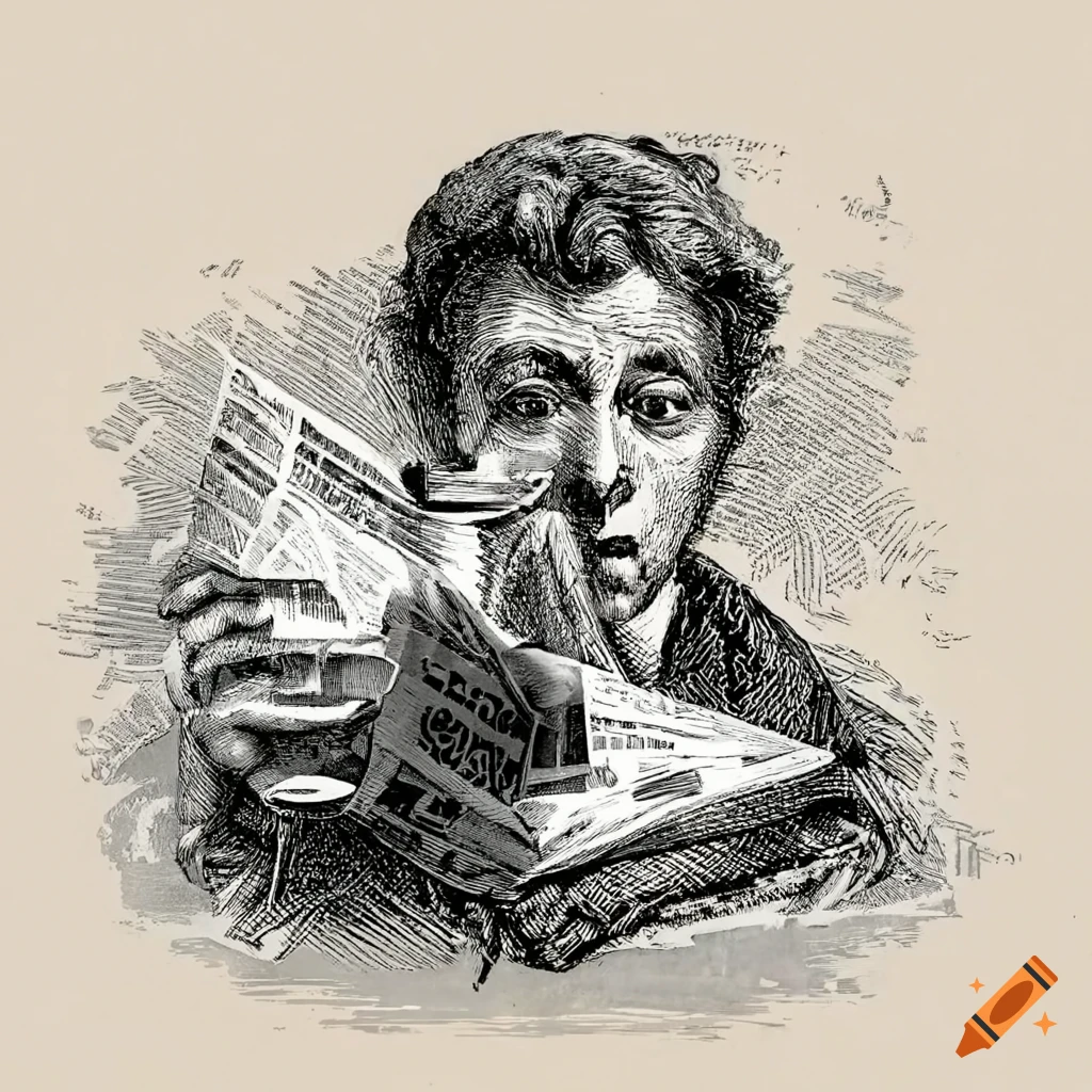 Man Reading Newspaper Journal. News Article. Hand Drawn. Stickman Cartoon  Stock Illustration - Illustration of doodle, drawn: 173994540